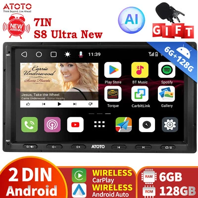 ATOTO S8UN Android in-Dash 6G+128G CarPlay 7" Car Stereo GPS Built-in 4G LTE AI - Image 1 of 4