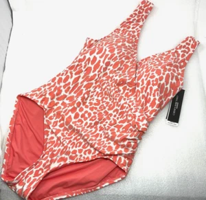 12 Carmen Marc Valvo Swimsuit Melon Metallic Animal Surplice 1 Pc Shaping Liner - Picture 1 of 11