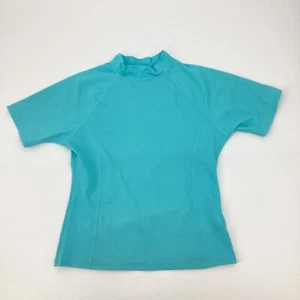 Lands End Youth Sz L Boys (14) Blue Swim Shirt Youth 4 Short Sleeve Rash Guard - Picture 1 of 9