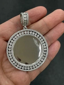 1.90Ct Lab Created Diamond Picture Frame Memory Pendant 14K White Gold Plated - Picture 1 of 3