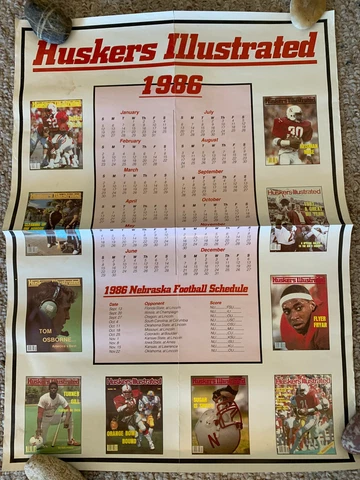 Nebraska Cornhusker 1986 Huskers Illustrated Football Poster...16" x 22" Cover