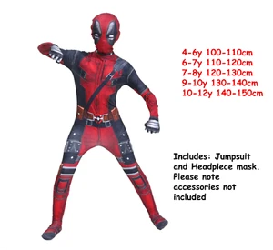 Deadpool Costume Wade Kids Superhero Boys Cosplay Bookweek - Size 4-12 years - Picture 1 of 11