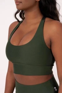 BNWT Exoticathletica Dark Emerald T Back Crop Top Size M 10-12 RRP $64.99 Bra - Picture 1 of 4