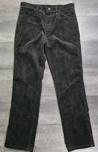 Vintage Rustler Corduroy Pants Men 34x32 Black 80s Cowboy Workwear USA Made - Picture 1 of 12
