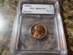 1954-D LINCOLN CENT T IN TRUST ICG MS66 RD DDO-002 802 - Picture 1 of 5