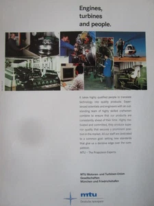 4/1992 PUB MTU DEUTSCHE AEROSPACE MÜNCHEN MOTOREN TURBINEN PROPULSION AD - Bild 1 von 1