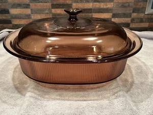 Corning Ware Vision Amber 4L Fluted/Ribbed Oval Roaster Casserole Dutch Oven Lid - Picture 1 of 7