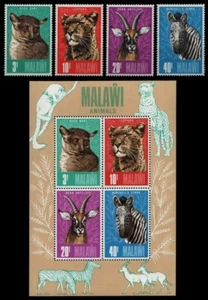 Malawi 1975 - Mi-N.o 250-253 y Bloque 41 ** - Estampillada sin montar o nunca montada - Vida silvestre / Animales salvajes - Imagen 1 de 1