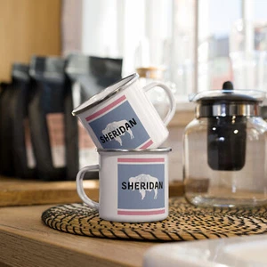 Sheridan Wyoming Flag Enamel Mug - Picture 1 of 1