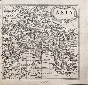 Mappa antica originale Asia 1701, carta posta a mano - Foto 1 di 1