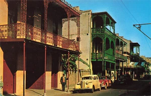 New Orleans LA Street View Old Cars "Old France Old Spain" Postcard - Picture 1 of 2