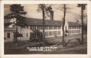 RPPC Postcard Arkansas AR Booneville Sanitarium George S. Brown  Bldg.  c 1942 - Picture 1 of 2