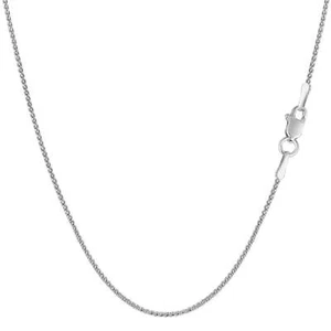 14k White Real Gold Round Diamond Cut Wheat Chain Necklace, 1.0mm, 18" - Picture 1 of 5