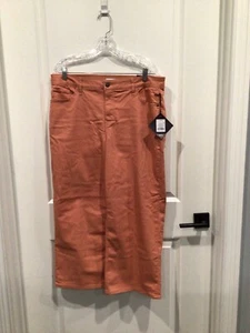 NWT AVA & VIV women 16W salmon colored jeans wide leg crop stretch button zip - Picture 1 of 6