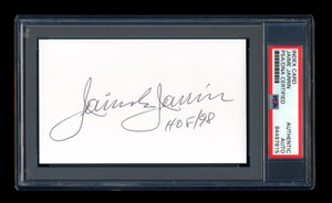 JAIME JARRIN SIGNED INDEX CARD MINT PSA/DNA SLABBED AUTOGRAPHED HOF LA DODGERS