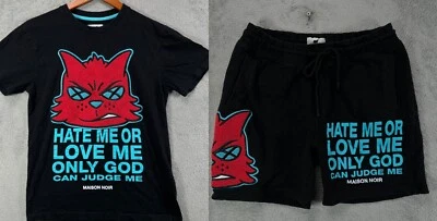 Maison Noir 100% Authentic 2 PC Set T Shirt Sweatshorts Mens Small Black Cotton - Image 1 of 4