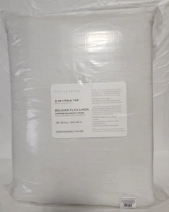 Pottery Barn 3in1 PoleTop Belgian Flax Linen Blackout Lin 1-Curtain 100x96 Ivory - Picture 1 of 2