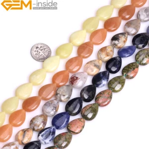 15" Teardrop Natural Aventurine Sodalite Quartz Beads 13x18mm for Jewelry Making - Picture 1 of 58