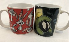 Lot 2 Bugs Bunny & Marvin Martian Looney Tunes Cup Mug 1994 Applause See Descpt
