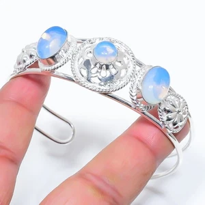 Opalite Gemstone Handmade 925 Sterling silver Adjustable Cuff Bracelet - Picture 1 of 1