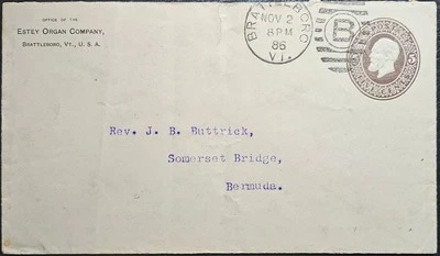 Brattleboro VT   Somerset Bridge Bermuda 5c PSE U222 Estey Organ CC 1886 - Image 1 of 2