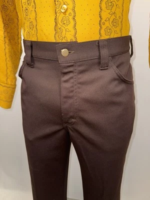 Vintage Lee Riders Pants Jeans Mens 34 28 Brown Bootcut Leg 5 Pocket MCM 1970s - Image 1 of 4