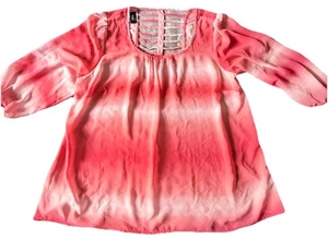 B Wear Women Sheer Short Sleeve Blouse Multicolor Ladderback Design Size 1X - Picture 1 of 11