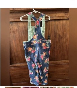 Matilda Jane Girls Navy Floral Overalls 10 Spring Summer Farm Country Outdoor - Picture 1 of 6