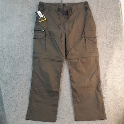 Pantalones/pantalones cortos cargo convertibles verde oliva/cazador BC Clothing XXL 32 con cinturón nuevos con etiquetas Foto 1 de 4