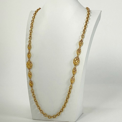 Collana lunga Chanel catena oro ciondoli logo incisione pendenti unisex donna