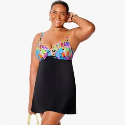 Trajes de baño para todas las mujeres tallas grandes 18 lazo delantero con aros vestido de baño Foto 1 de 4