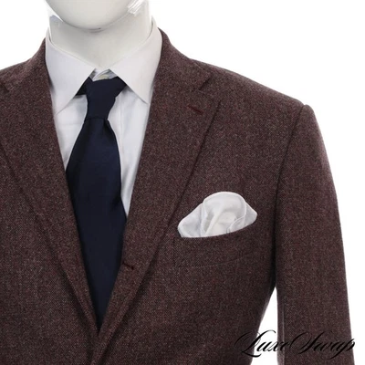 #1 MENSWEAR Isaia Napoli Plum Grey Mixed Donegal Tweed Cashmere Mix Jacket 52 NR - Image 1 of 4