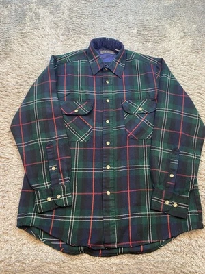 Camisa David Taylor Hombres Mediana Verde Tartán Cuadros Abotonada Franela Cazadora De Colección Foto 1 de 4