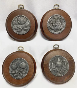 4 placas colgantes de pared vintage de diseño de buttermold de Peter Roberts hoja de roble bellota 4" - Imagen 1 de 17