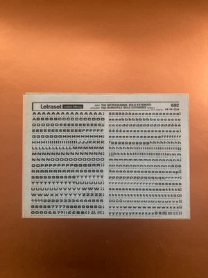 LETRASET 682 MICROGRAMMA BOLD EXTENDED 12 pt Transfer Write Off Letters NEW - Image 1 of 3