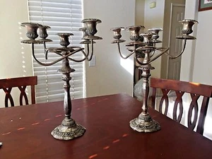 SIGNED NEIMAN MARCUS SILVERPLATE 5 ARMS ITALIAN CANDELABRA 17" ULTRA RARE - Picture 1 of 12
