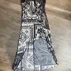 Dots Maxi Dress White and Black Floral Halter Large
