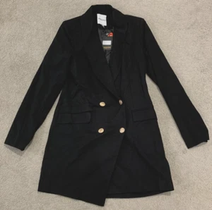 Unique21 Double Breasted Suit Blazer Womens Size Medium Black Gold Buttons NWT - Picture 1 of 17