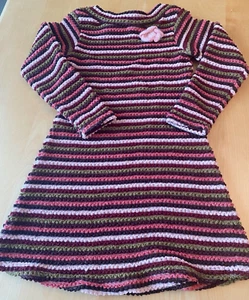 CACHCACH CACH CACH KNIT STRIPE FLOWER USA MADE DRESS GIRLS 6X - Picture 1 of 6