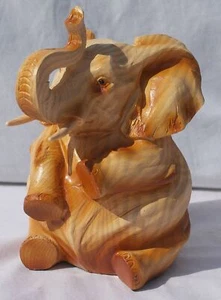Free standing elephant wooden carved money box money - Picture 1 of 3