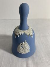 WedgwoodÂ Blue and White Jasperware Table Bell Christmas Tree Family 1999 4â€�