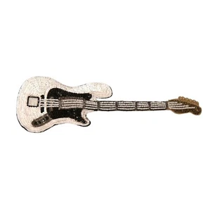 DOLCE & GABBANA Brooch Gold Brass Beaded Guitar Pin Women Accessory RRP 650usd - Picture 1 of 5