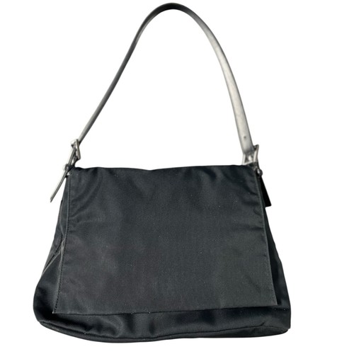 Borsa a tracolla Coach nera hobo corpo nylon bordo pelle C1J 7424 vintage anni 90