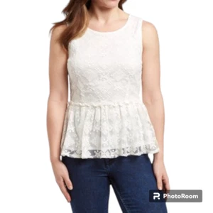 Shasa Women's White Lace Peplum Tank top Blouse sz M - Picture 1 of 10
