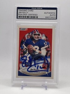 Jim Kelly 1990 Fleer #113 Bills Autographed Auto PSA