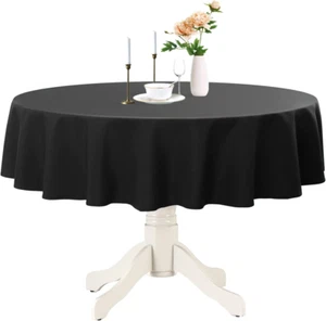 round Waterproof Tablecloth, Stain Resistant Washable Table Cloths Wrinkle Free - Picture 1 of 12