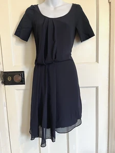 French Connection Dress Navy Blue Draped Dipped Hem Size 6 - Picture 1 of 8