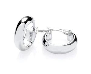 Sterling Silver Chunky Plain Hoop Creole Earrings - 17mm Diameter - 925 Silver - Picture 1 of 6