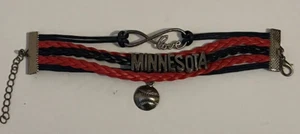 Vintage Minnesota Twins Love Blue Red Charm Baseball MLB 6" Bracelet - Picture 1 of 5