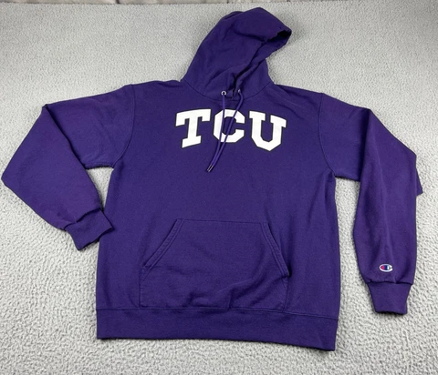 Champion TCU Texas Christian University Shirt Mens Medium Purple White Logo Cover